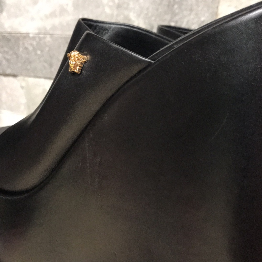 Authentic Versace Leather Platform Wedge Mules 💎 - Picture 10 of 17